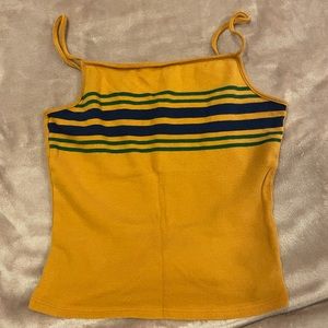Garage size medium yellow with stripes tank top cropped